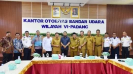 Rapat koordinasi perlintasan sebidang di Ruang Pertemuan Kantor Otban Wilayah VI Padang, Ketapiang, Kabupaten Padang Pariaman, Selasa (5/5/2026). (Foto: Diskominfo Pariaman)