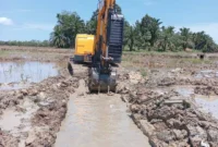 Pemkab Pasbar melakukan perbaikan infrastruktur lahan pertanian yang mengalami kerusakan akibat bencana alam. (Foto: Diskominfo Pasbar)