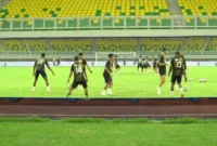 Pemain Semen Padang FC saat latihan di Banten International Stadium, Serang. (Foto: IG Semen Padang FC)