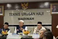 Ketua Timwas Haji DPR RI, Cucun Ahmad Syamsurijal, dan rombongan saat kunjungan kerja ke Kantor PPIH Daerah Kerja Madinah, Senin (18/5/2026). (Foto: Kemenhaj)