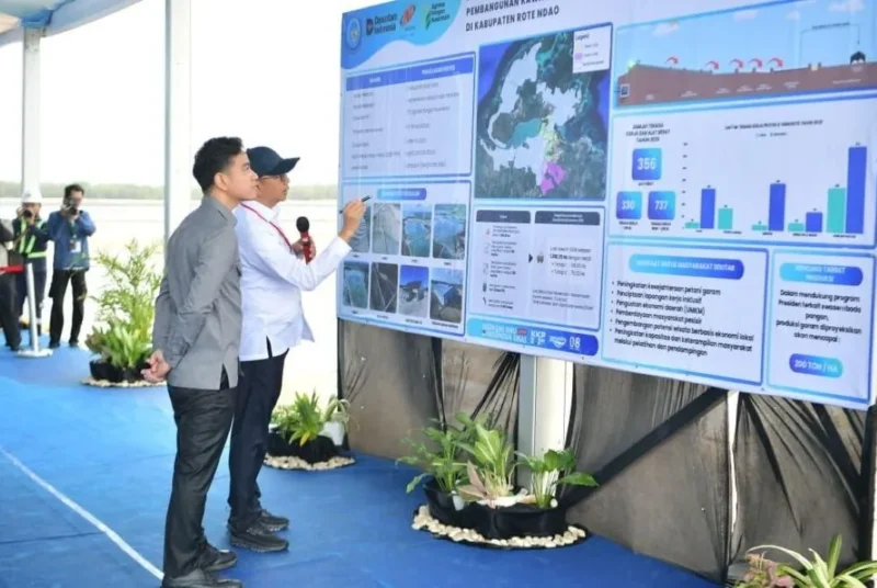 Wakil Presiden Gibran Rakabuming meninjau Kawasan Sentra Industri Garam Nasional (K-SIGN) di Kecamatan Rote Timur, Kabupaten Rote Ndao, Provinsi Nusa Tenggara Timur, Jumat (22/5/2026). (Foto: BPMI Setwapres)