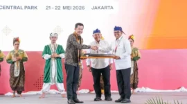 Wamenpora Taufik Hidayat membuka Rakernas KONI 2026 di Hotel Pullman Central Park Jakarta Barat, Kamis (21/5) pagi. (Foto: Andre/Kemenpora)