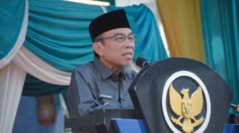Wakil Wali Kota Padang Maigus Nasir memberikan sambutan saat pembukaan MTQN ke-42 tingkat Kecamatan Luki di Masjid Baitussalam, Kelurahan Banda Buek, Rabu (20/5/2026). (Foto: Pemko Padang)