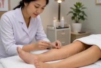 Ilustrasi akupuntur kaki. (Foto: AI Generate)