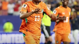 Ahmad Diallo memastikan kemenangan Pantai Gading atas Ekuador pada laga Grup E di Lincoln Financial Field, Philadelphia, Senin (15/6/2026) pagi WIB. (Foto: IG @fifaworldcup)