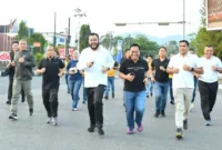 Wali Kota Padang Fadly Amran ikut berlari meramaikan Bhayangkara Run Polresta Padang 
