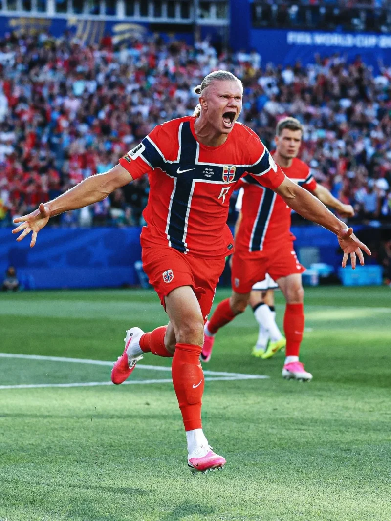 Penyerang Norwegia, Erling Haaland merayakan gol yang dicetaknya ke gawang Irak pada pertandingan Grup I Piala Dunia 2026. (Foto: IG @fifaworldcup)