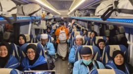 Gelombang pertama kepulangan jemaah haji Indonesia ke Tanah Air pada Senin (1/6/2026). (Foto: Kemenhaj)