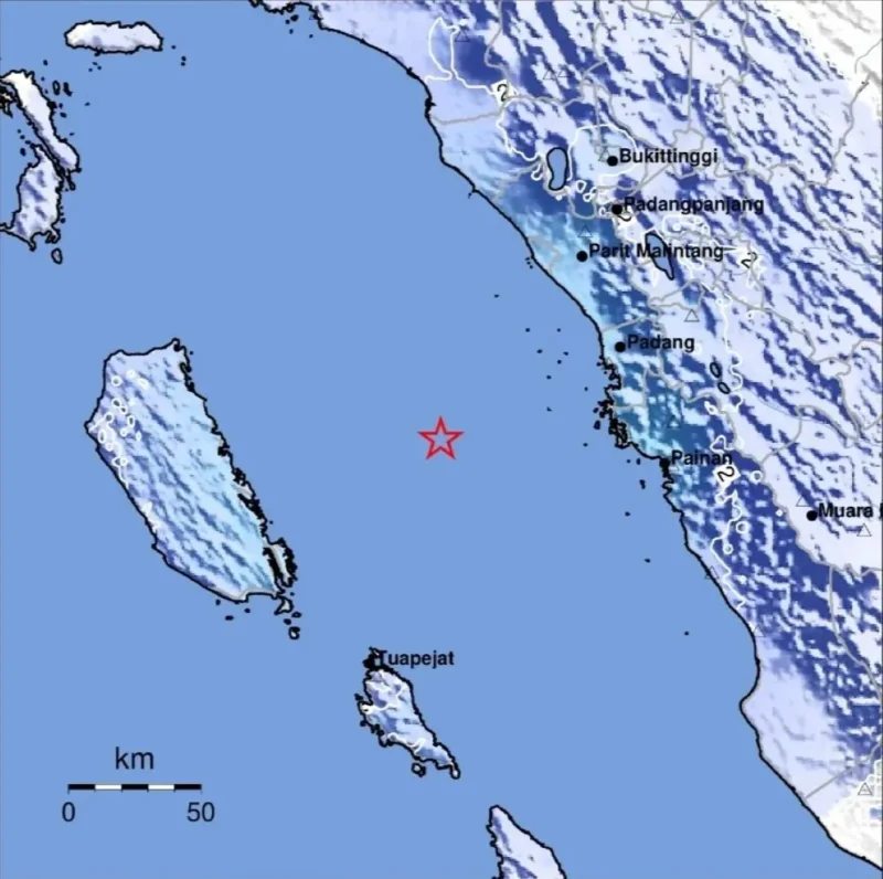 Gempa M4,7 mengguncang wilayah Padang dan beberapa wilayah lainnya di Sumbar. (Foto: BMKG)