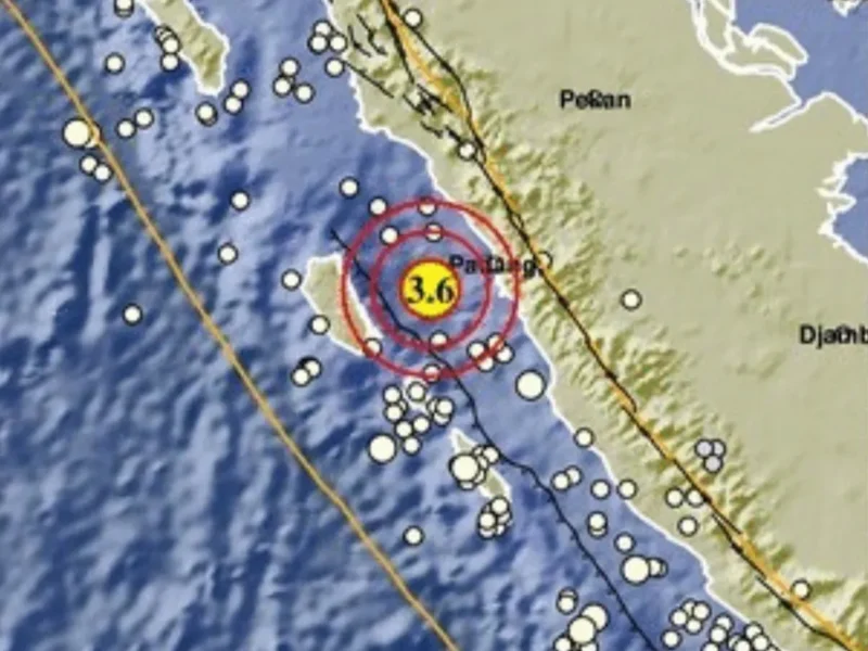 Gempa magnitudo 3,6 mengguncang Sumbar, Jumat (26/6/2026) pagi. Gempa berpusat di laut sekitar 79 kilometer barat daya Pariaman dengan kedalaman 21 kilometer. (Foto: BMKG)