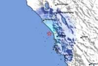 Gempa bumi tektonik berkekuatan magnitudo 4,5 mengguncang Kabupaten Padang Pariaman, Senin (8/6/2026) pukul 13.39 WIB. (Foto: BMKG)
