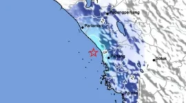 Gempa bumi tektonik berkekuatan magnitudo 4,5 mengguncang Kabupaten Padang Pariaman, Senin (8/6/2026) pukul 13.39 WIB. (Foto: BMKG)