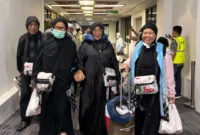 Jemaah haji Kloter 12 mendarat di BIM, Rabu (17/6/2026) pukul 00.13 WIB. (Foto: Humas Kemenhaj Sumbar)
