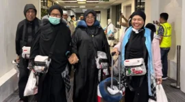 Jemaah haji Kloter 12 mendarat di BIM, Rabu (17/6/2026) pukul 00.13 WIB. (Foto: Humas Kemenhaj Sumbar)