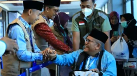 Jemaah haji Kloter 08 Debarkasi Padang tiba di BIM, Jumat (13/6/2026). (Foto: Humas Kemenhaj Sumbar)