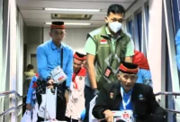 Sebanyak 391 jemaah dan petugas Kloter 07 Debarkasi Padang tiba BIM, Kamis (12/6/2026) pagi. (Foto: Humas Kemenhaj Sumbar)