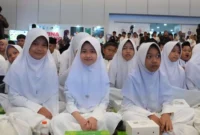 Ratusan anak yatim dan penyandang disabilitas mengikuti puncak peringatan Lebaran Yatim di Auditorium H.M. Rasjidi Kemenag, Jakarta. (Foto: Akmalul Iman/Kemenag)