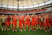 Para pemain Swiss memberikan apresiasi kepada para penggemar setelah kemenangan 2-1 atas Kanada dalam pertandingan Grup B Piala Dunia FIFA 2026. (Foto: FIFA.com)