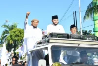 Wali Kota Padang Fadly Amran bersama Wakil Wali Kota Maigus Nasir mengikuti Parade Tauhid dalam rangka memperingati Tahun Baru Islam 1448 Hijriah, Selasa (16/6/2026) pagi. (Foto: Pemko Padang)