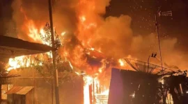 Lima kios di Pasar Ampalu Kabupaten Padang Pariaman, terbakar Selasa (2/6/2026) dini hari. (Foto: Dinas Damkar Padang Pariaman)