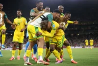 Pemain Afrika Selatan merayakan gol ke gawang Korea Selatan pada pertandingan Grup A Piala Dunia 2026. (Foto: FIFA.com)