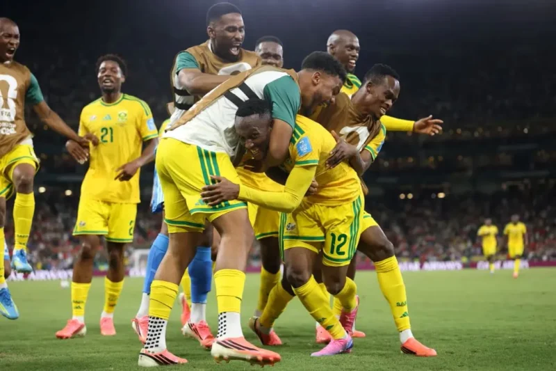 Pemain Afrika Selatan merayakan gol ke gawang Korea Selatan pada pertandingan Grup A Piala Dunia 2026. (Foto: FIFA.com)