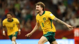 Pemain Australia merayakan gol ke gawang Turki. (Foto  FIFA.com)