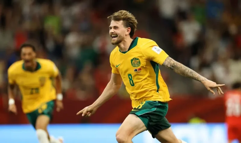 Pemain Australia merayakan gol ke gawang Turki. (Foto  FIFA.com)