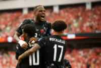 Pemain Kanada merayakan gol ke gawang Qatar. (Foto: FIFA.com)