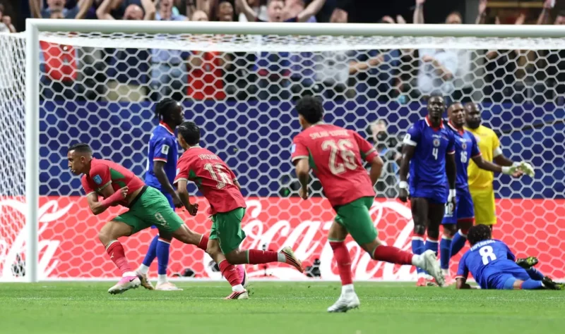 Pemain Maroko merayakan gol ke gawang Haiti pada laga terakhir Grup C di Atlanta Stadium, Kamis (25/6/2026) dini hari WIB. (Foto: FIFA.com)