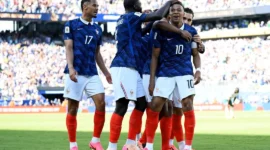 Pemain Timnas Prancis merayakan gol yang dicetak Kylian Mbappe saat menghadapi Senegal pada laga fase grup Piala Dunia 2026. (Foto: FIFA.com)