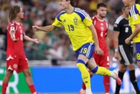 Pemain Swedia saat merayakan gol ke gawang Tunisia. (Foto FIFA.com)