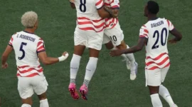 Pemain Timnas Amerika Serikat merayakan gol ke gawang Paraguay pada laga Grup D Piala Dunia FIFA 2026, Sabtu (13/6/2026) pagi. (Foto: IG @ fifaworldcup)