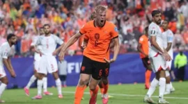 Pemain Timnas Belanda merayakan gol ke gawang Tunisia dalam laga terakhir Grup F Piala Dunia 2026. (Foto: FIFA.com)