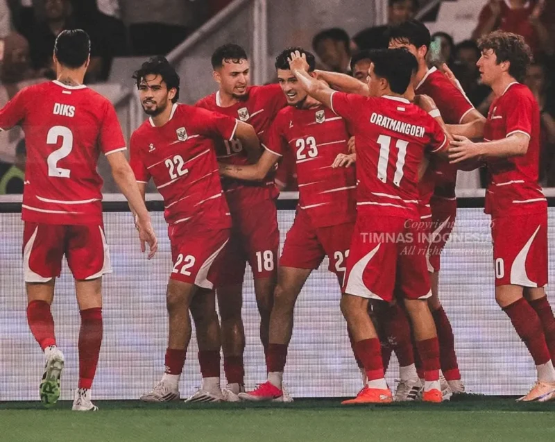 Pemain Timnas Indonesia saat merayakan gol ke gawang Oman pada FIFA Matchday Juni 2026. (Foto: IG @timnasindonesia)