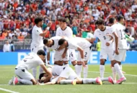 Pemain Timnas Mesir saat merayakan gol ke gawang Belgia. (Foto: FIFA.com)
