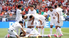 Pemain Timnas Mesir saat merayakan gol ke gawang Belgia. (Foto: FIFA.com)