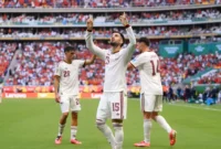 Pemain Timnas Spanyol melakukan selebrasi usai membobol gawang Uruguay pada laga Grup H Piala Dunia FIFA 2026. (Foto: FIFA.com)