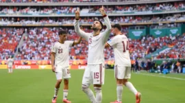 Pemain Timnas Spanyol melakukan selebrasi usai membobol gawang Uruguay pada laga Grup H Piala Dunia FIFA 2026. (Foto: FIFA.com)