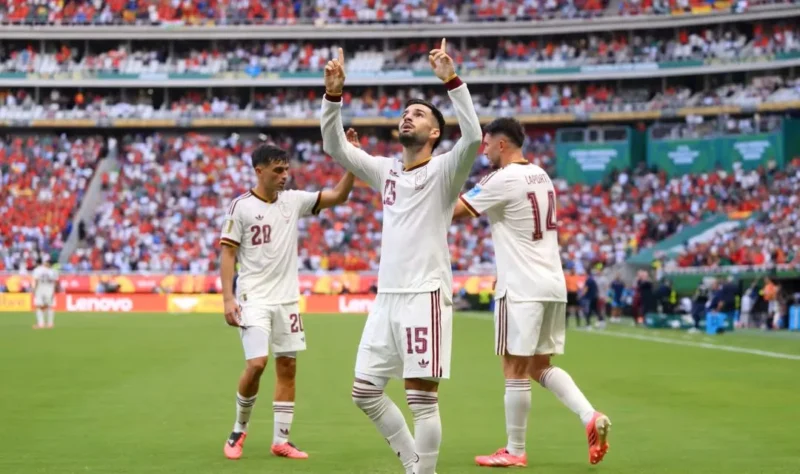 Pemain Timnas Spanyol melakukan selebrasi usai membobol gawang Uruguay pada laga Grup H Piala Dunia FIFA 2026. (Foto: FIFA.com)