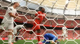 Pemain Timnas Swiss Johan Manzambi usai membobol gawang Kanada dalam pertandingan Grup B Piala Dunia 2026. (Foto: FIFA.com)