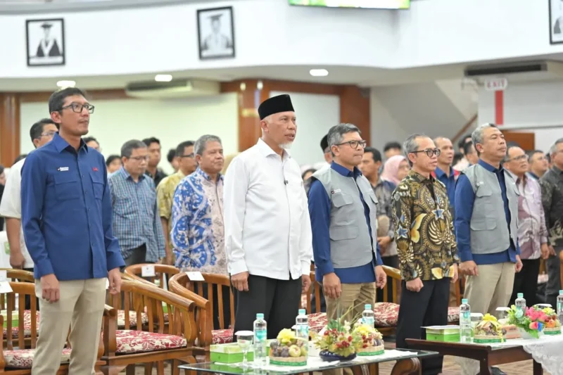 Gubernur Sumbar Mahyeldi menghadiri peresmian PUSTROIB di Convention Hall Unand, Limau Manis, Jumat (5/6/2026). (Foto: ADPSB)