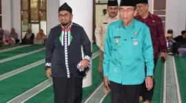 Wakil Wali Kota Padang Maigus Nasir menghadiri Tabligh Akbar dalam rangka memperingati Tahun Baru Islam 1448 Hijriah di Masjid Nurul Agung Nurul Iman, Jumat (19/6/2026). (Foto: Pemko Padang)