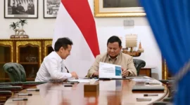 Menteri Kesehatan Budi Gunadi Sadikin menemui Presiden Prabowo Subianto di Istana Merdeka, Jakarta pada Selasa (9/6/2026). (Foto: BPMI Setpres)