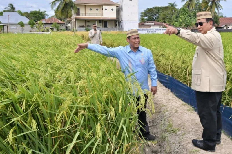 Presiden Prabowo melakukan peninjauan saat Puncak PENAS Petani dan Nelayan XVII 2026 di Kabupaten Gorontalo, Rabu (24/6/2026). (Foto: BPMI Setpres)