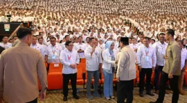 Presiden Prabowo saat menghadiri acara Building Indonesia's Future Generations Through Nutrition di SICC, Kabupaten Bogor, Jawa Barat, Rabu (3/6/2026). (Foto: BPMI Setpres)