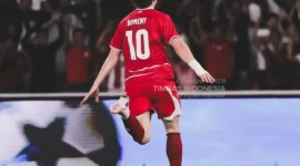 Striker Timnas Indonesia, Ole Romeny merayakan golnya ke gawang Mozambik, Selasa (9/6/2026). (Foto: IG @timnasindonesia)