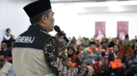 Pelepasan jemaah umrah perdana musim 1448 H menuju Madinah, Arab Saudi, Selasa (16/6/2026) dini hari. (Foto: Kemenhaj)