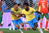 Penyerang Brasil Vinicius Junior merayakan gol yang dicetaknya melawan Maroko. (Foto: FIFA.com)