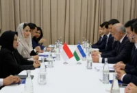 Wamendag RI Dyah Roro Esti Widya Putri saat menghadiri pertemuan bilateral tindak lanjut pembentukan JWG Kerja Sama Perdagangan dan Investasi Indonesia-Uzbekistan di Tashkent, Uzbekistan, Selasa (16/6). (Foto: Kemendag)